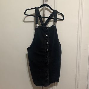 Black denim overall jumper skirt